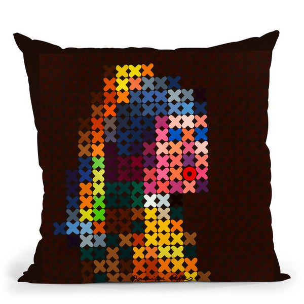Pearl Girl Goes Neon Throw Pillow By Dominique Steffens