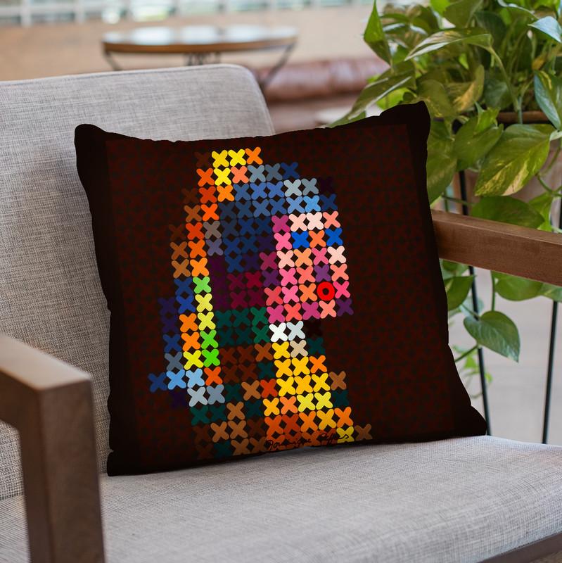 Pearl Girl Goes Neon Throw Pillow By Dominique Steffens
