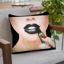 Black Lips Throw Pillow By Dominique Steffens