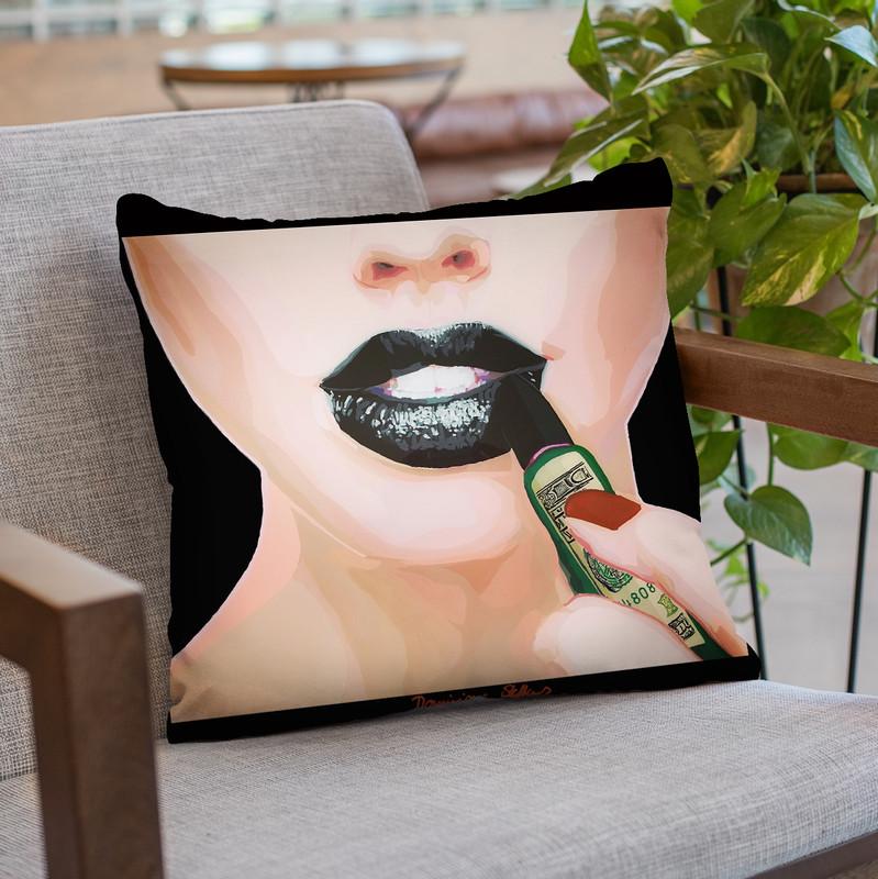 Black Lips Throw Pillow By Dominique Steffens