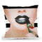Black Lips On Stripes Throw Pillow By Dominique Steffens