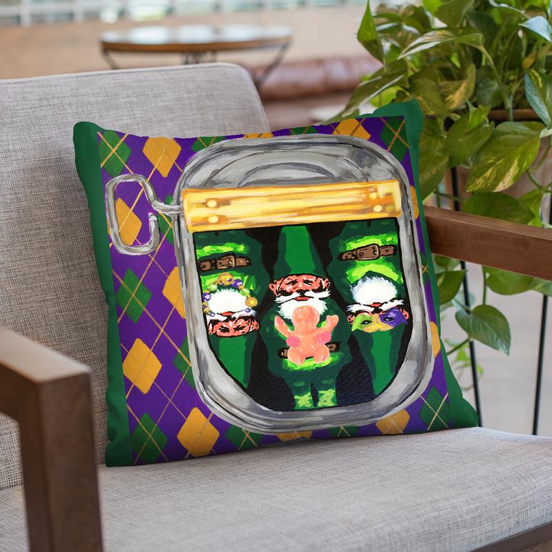 Mardi Gras Gnomes Throw Pillow By Dominique Steffens