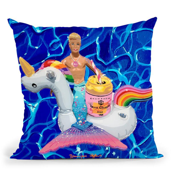 Pool Unicorn Throw Pillow By Dominique Steffens
