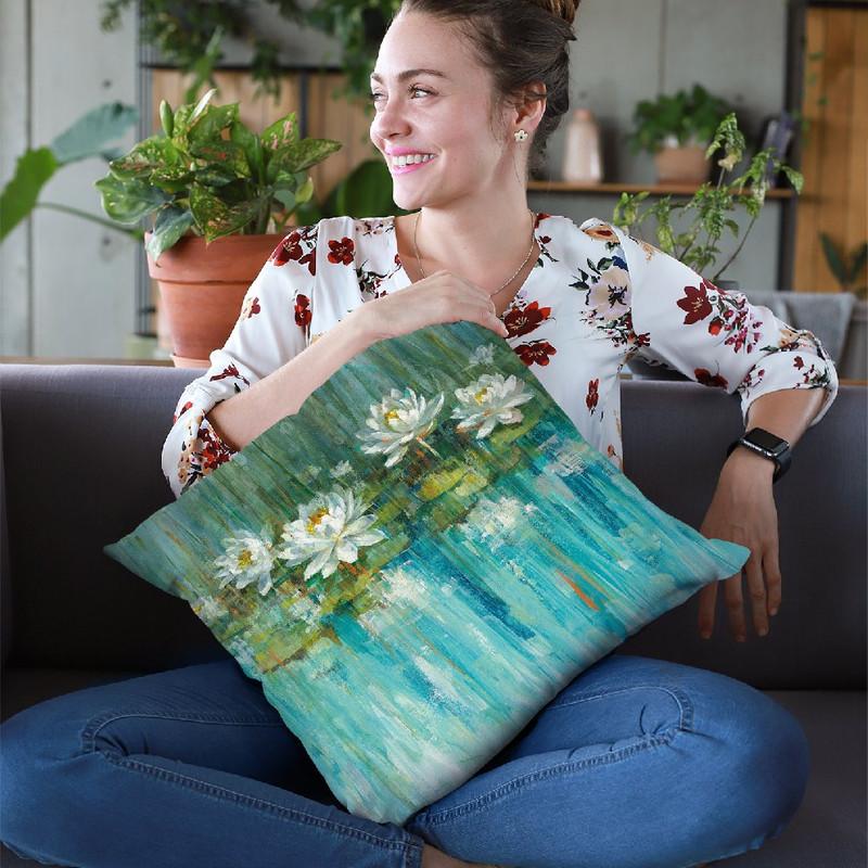Water Lily Pond V2 Throw Pillow By Danhui