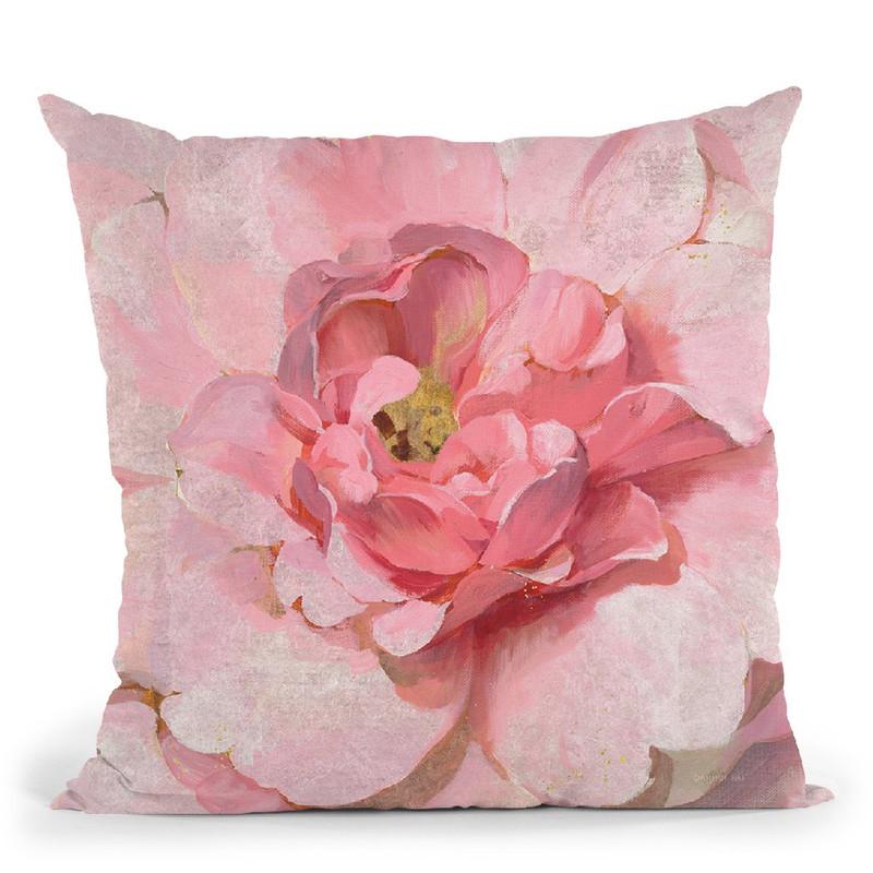 Blushing Metallic Peony Throw Pillow By Danhui
