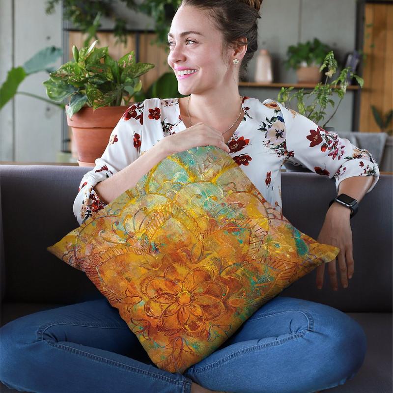 Bohemian Abstract Bright Crop Throw Pillow By Danhui
