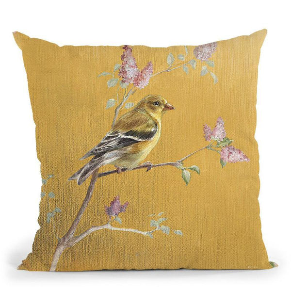 Unisex Goldfinch On Gold Throw Pillow By Danhui