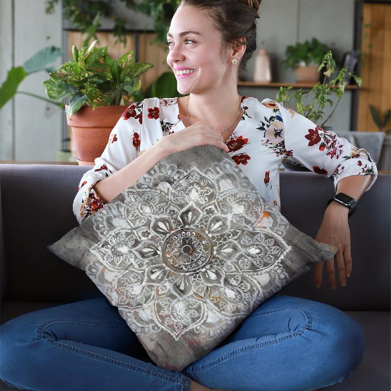 Mandala In Neutral Ii Throw Pillow By Danhui