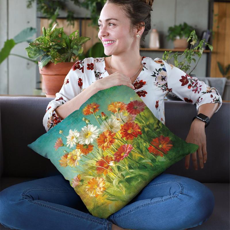Painted Daisies Throw Pillow By Danhui