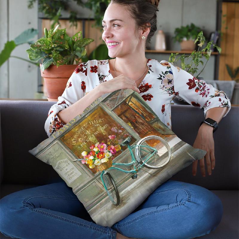 French Flowershop Throw Pillow By Danhui