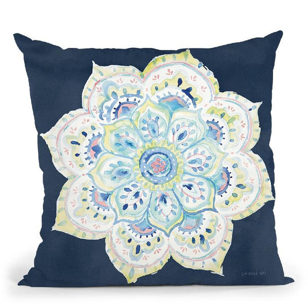 Jaipur Vi Navy Throw Pillow By Danhui