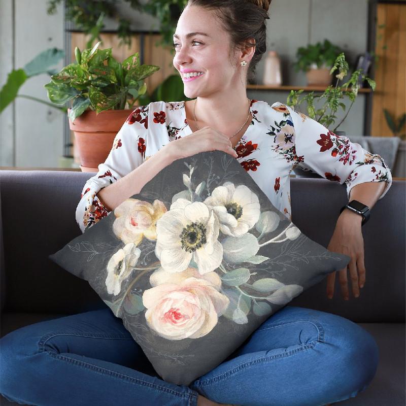 Roses And Anemones Throw Pillow By Danhui