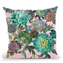 Floral Succulents V2 On Pink Throw Pillow By Danhui