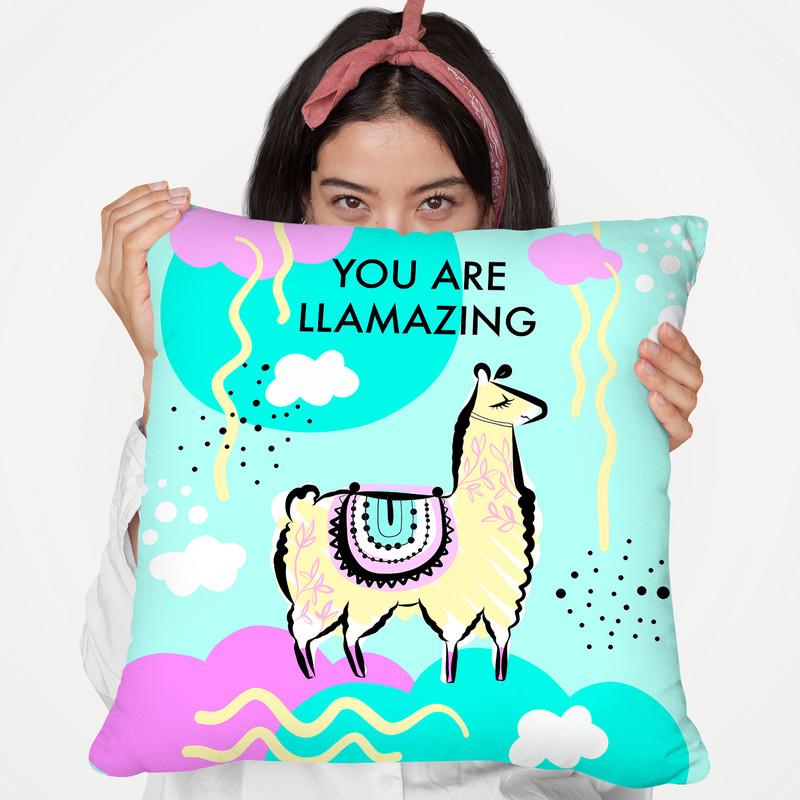 Llama Square You Llamazing Throw Pillow By Dom Vari