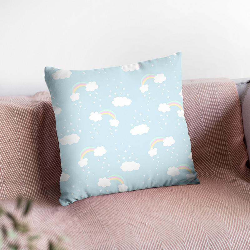 Unicorn Clouds Rainbows Pattern Throw Pillow By Dom Vari
