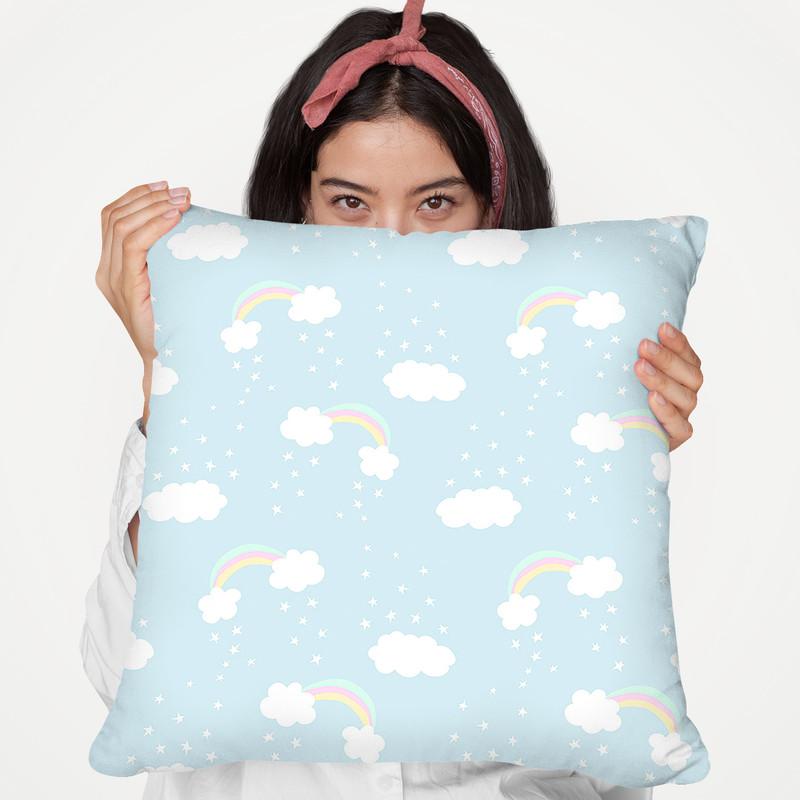Unicorn Clouds Rainbows Pattern Throw Pillow By Dom Vari