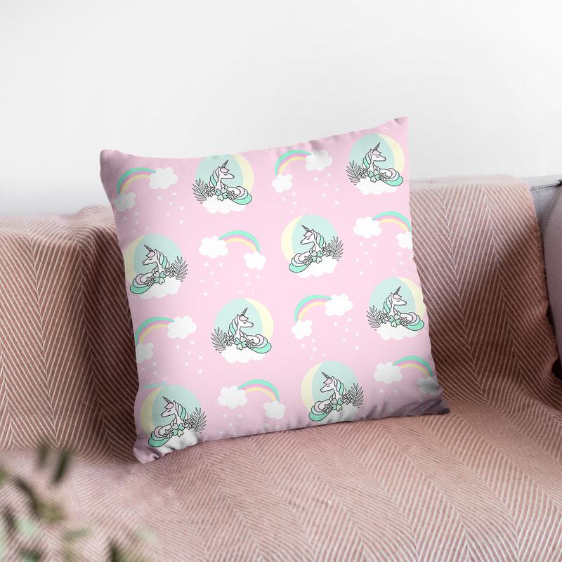 Unicorn Moon Pattern Pink Throw Pillow By Dom Vari