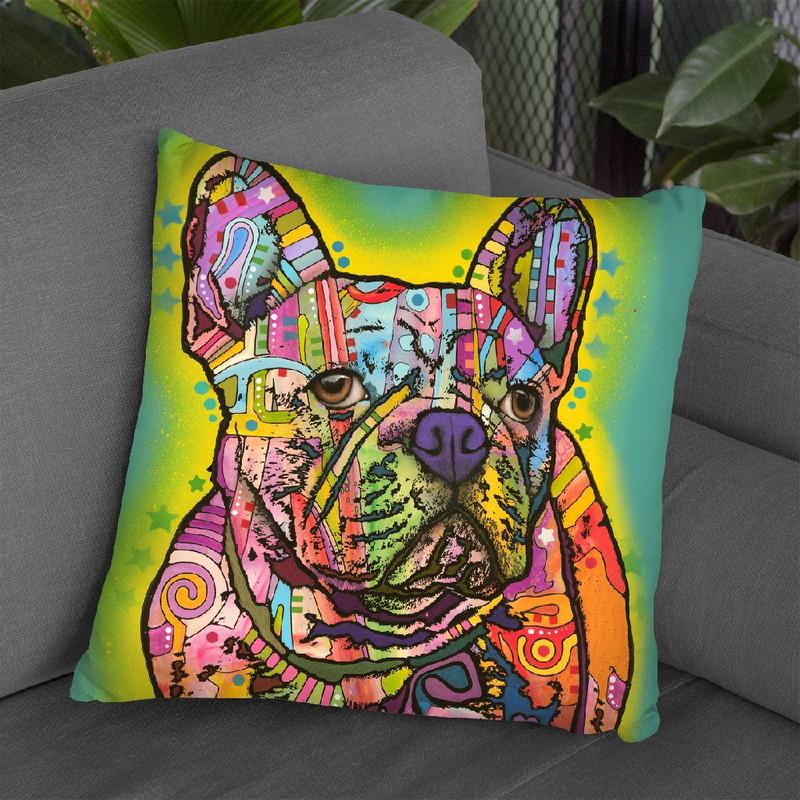 French Bulldog Square Throw Pillow By Dean Russo