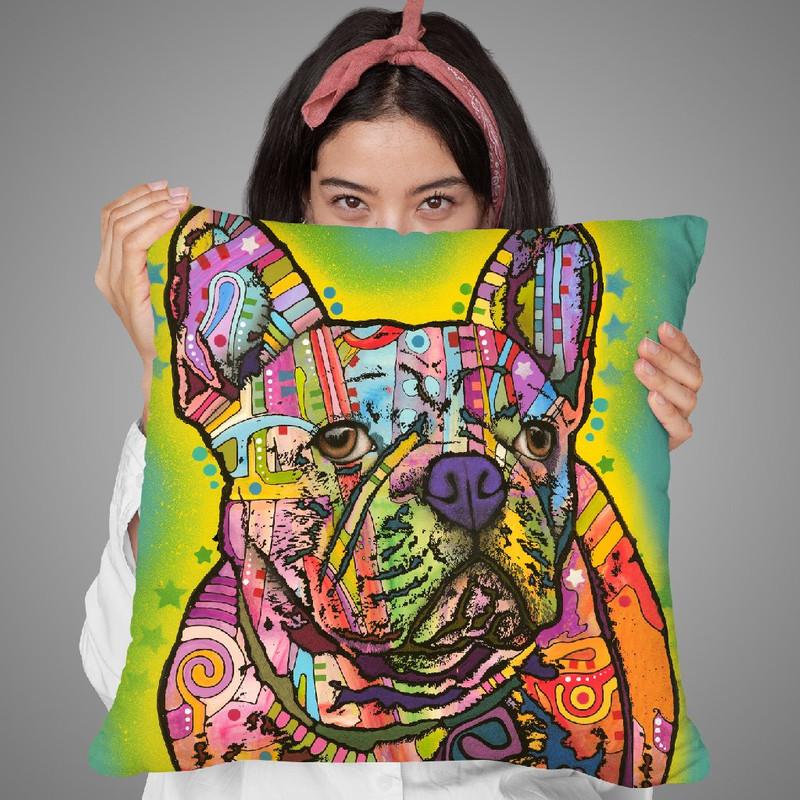 French Bulldog Square Throw Pillow By Dean Russo