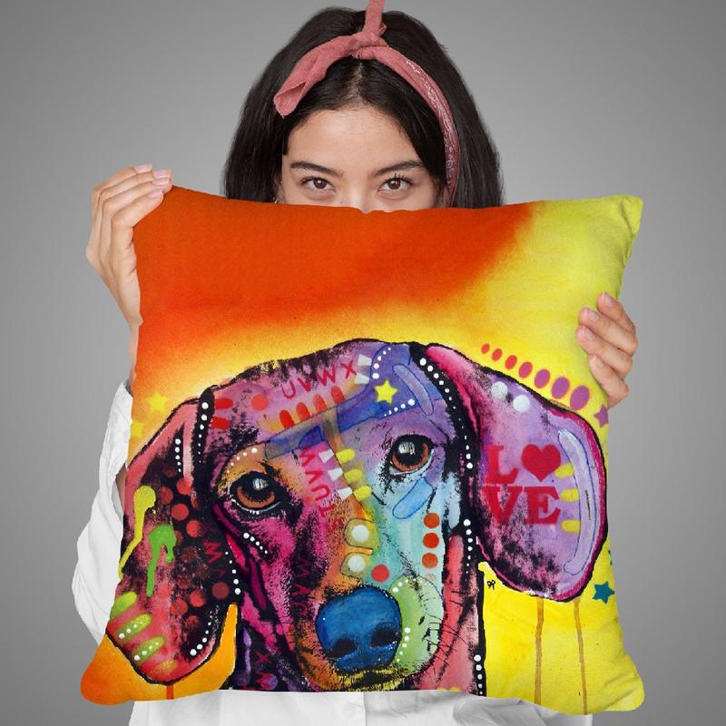 Tilt Dachshund Love Throw Pillow By Dean Russo