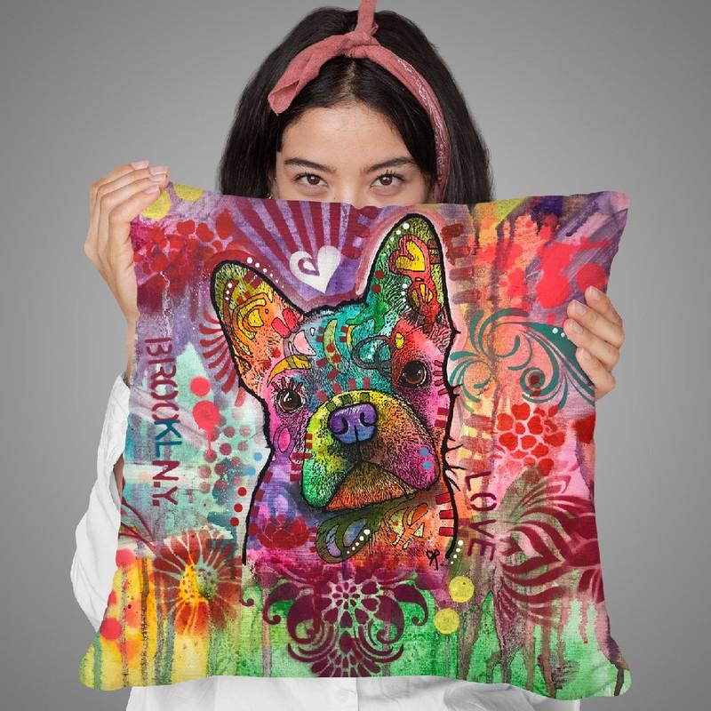 Frenchie Jacket Throw Pillow By Dean Russo