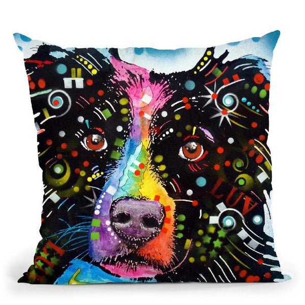 Border Collie 3 Throw Pillow By Dean Russo