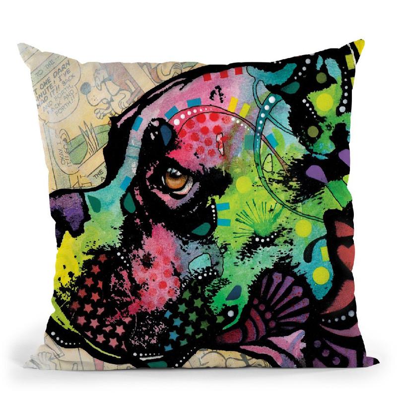 Boxer Square Throw Pillow By Dean Russo