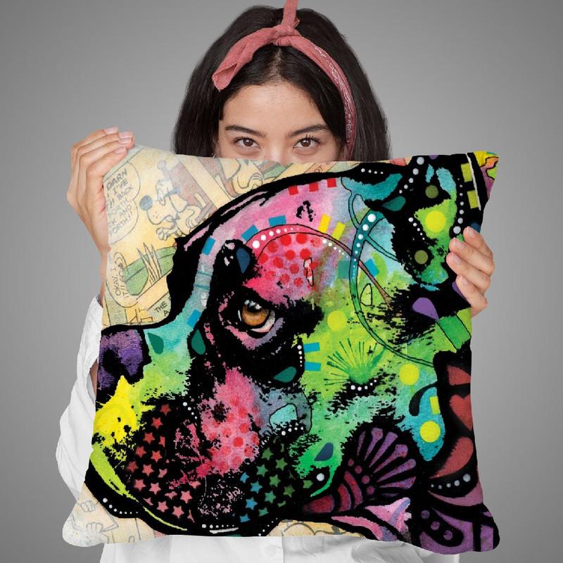 Boxer Square Throw Pillow By Dean Russo