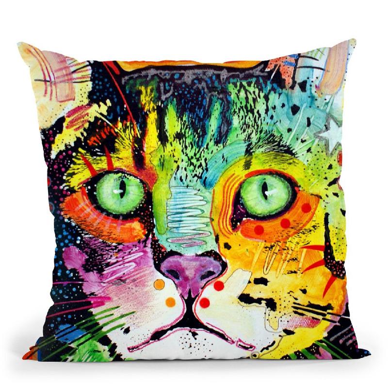 Straight Cat Throw Pillow By Dean Russo