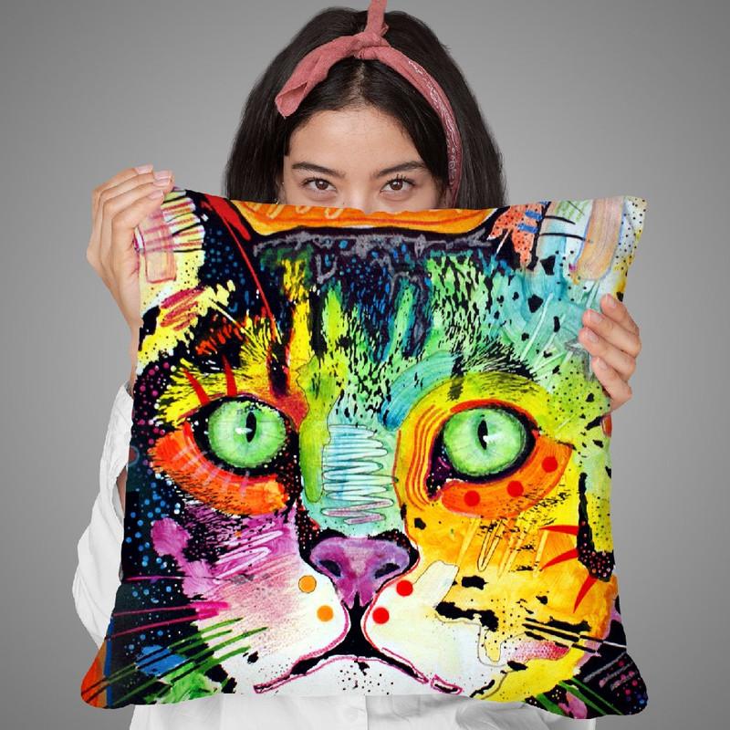Straight Cat Throw Pillow By Dean Russo