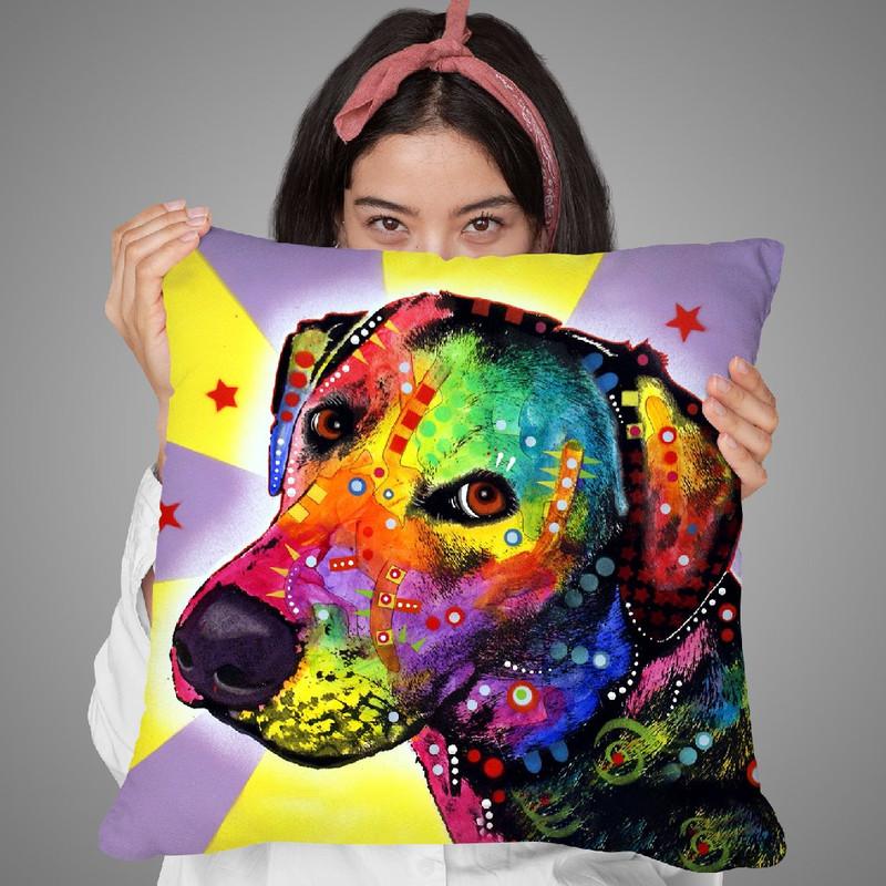 Yellow Sorta Lab Throw Pillow By Dean Russo