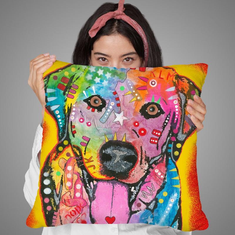 Labrador Square Throw Pillow By Dean Russo