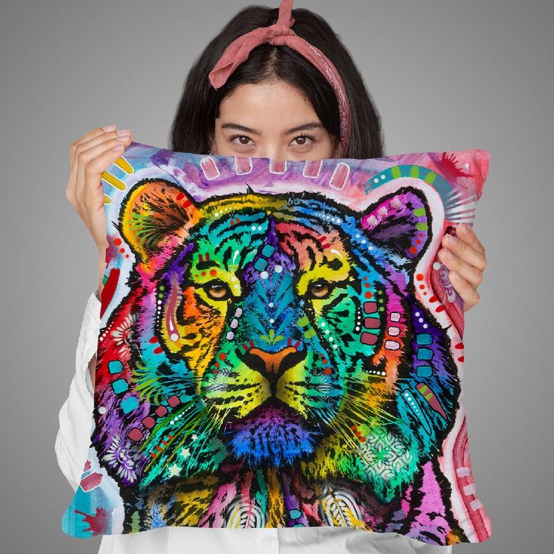 Curious Tiger Throw Pillow By Dean Russo