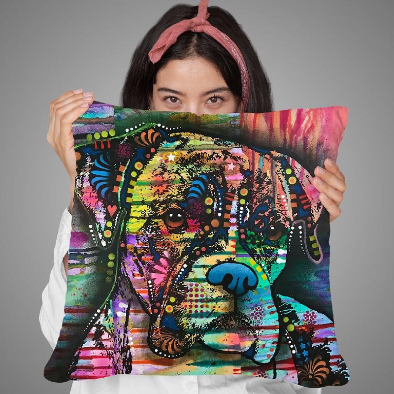 A Serious Boxer Throw Pillow By Dean Russo