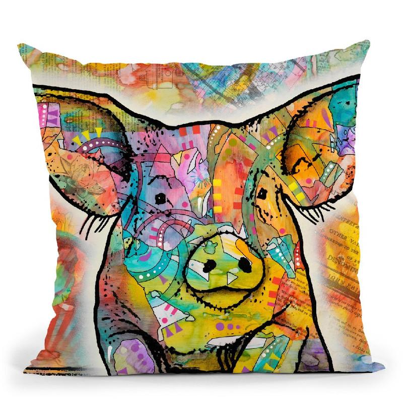 The Pig Throw Pillow By Dean Russo