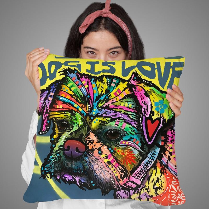 Dog Is Love (Heart) Throw Pillow By Dean Russo