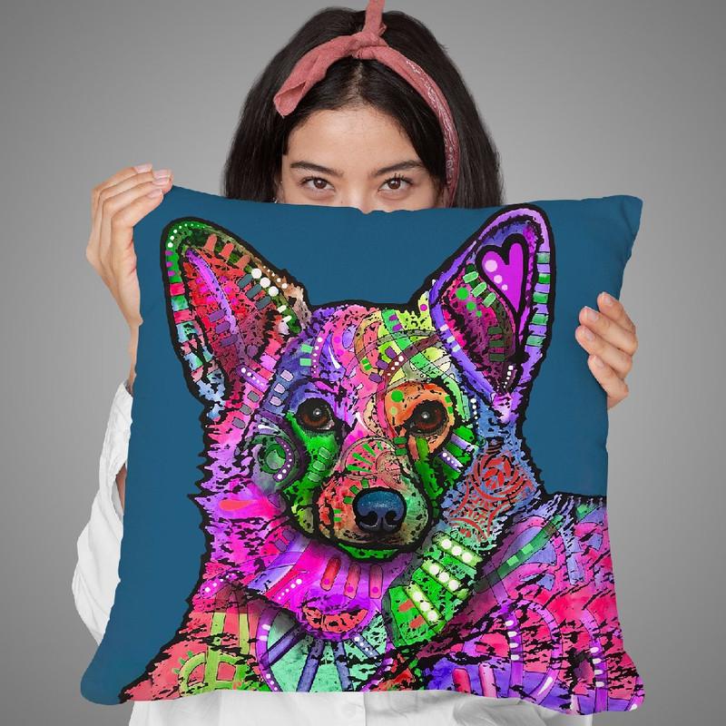 Indelible Corgi Throw Pillow By Dean Russo