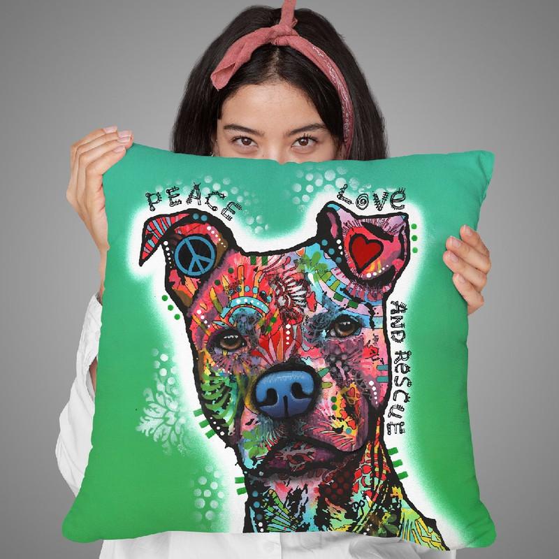 Peace, Love, And Rescue Throw Pillow By Dean Russo