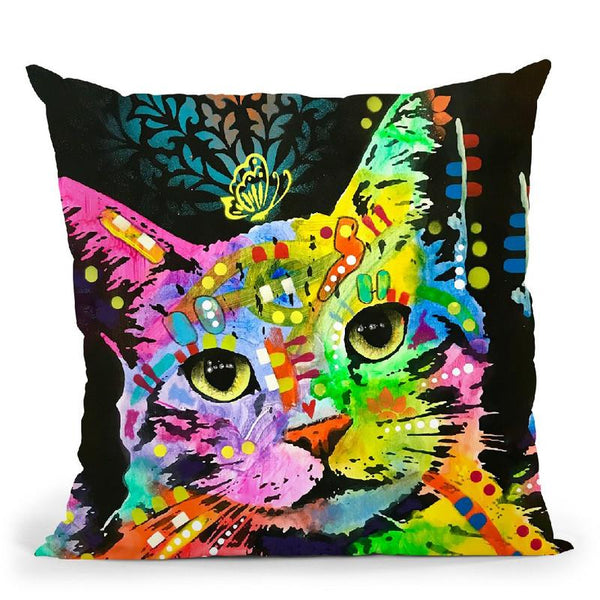 Tilt Cat Butterfly Throw Pillow By Dean Russo