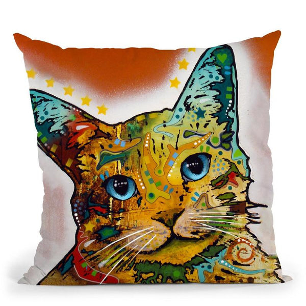 Tilt Cat Earth Tone Throw Pillow By Dean Russo