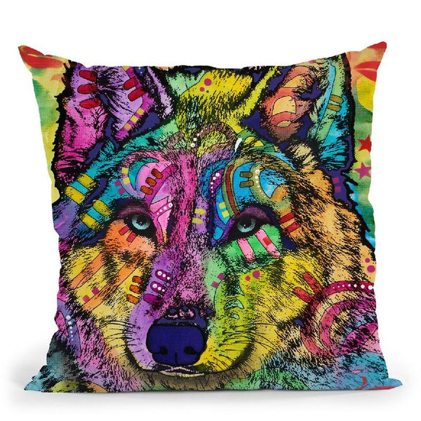The Stare Of The Wolf Throw Pillow By Dean Russo