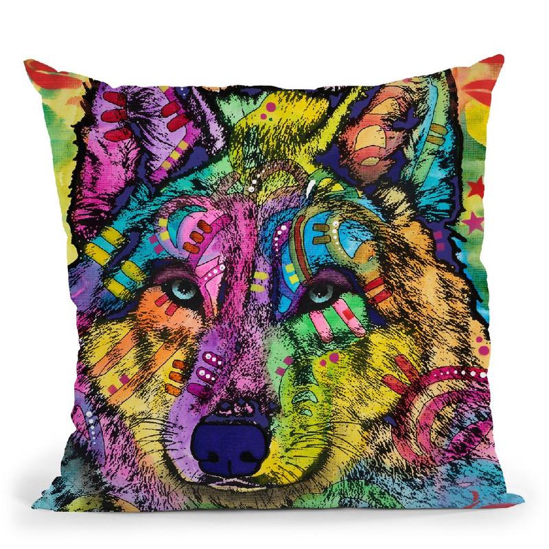 The Stare Of The Wolf Throw Pillow By Dean Russo