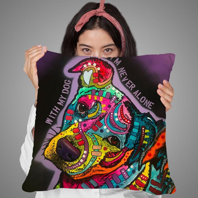 With My Dog Throw Pillow By Dean Russo