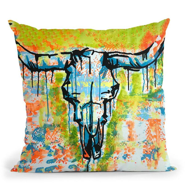Bull Skull Throw Pillow By Dean Russo
