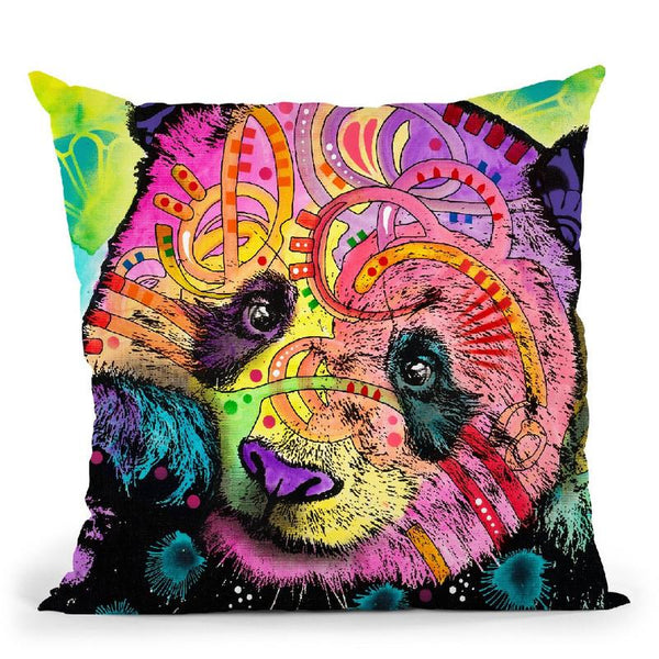 Psychedelic Panda Throw Pillow By Dean Russo
