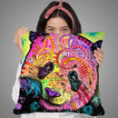 Psychedelic Panda Throw Pillow By Dean Russo