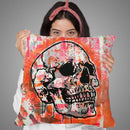 Orange Skull Throw Pillow By Dean Russo