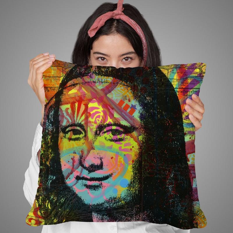 Mona'S Portrait Throw Pillow By Dean Russo