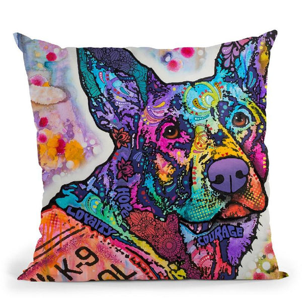 K-9 Patrol Germanep Action Throw Pillow By Dean Russo