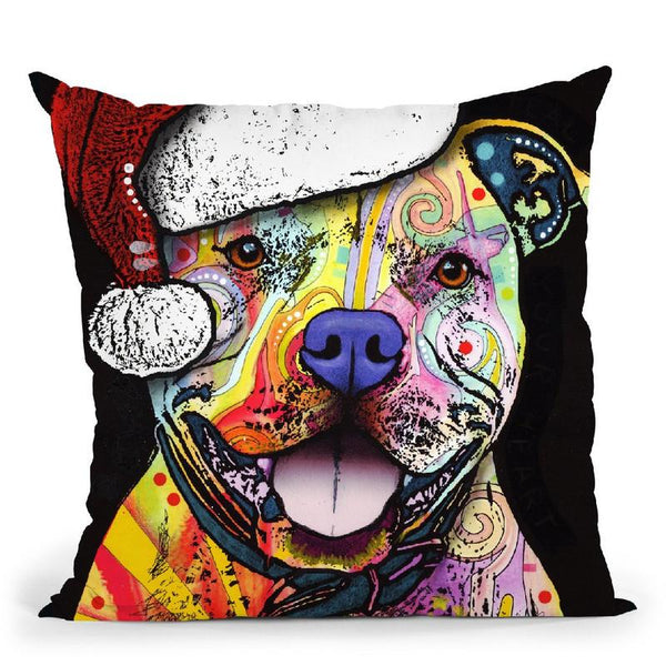 Beware Of Pit Bulls Christmas Edition Throw Pillow By Dean Russo